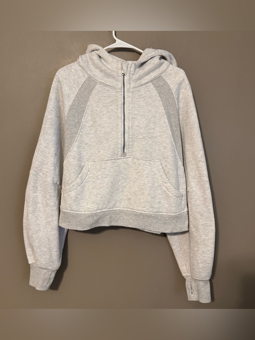 Lululemon Scuba Oversized Half Zip Cropped Hoodie Kangaroo Pouch Gray Med/Large